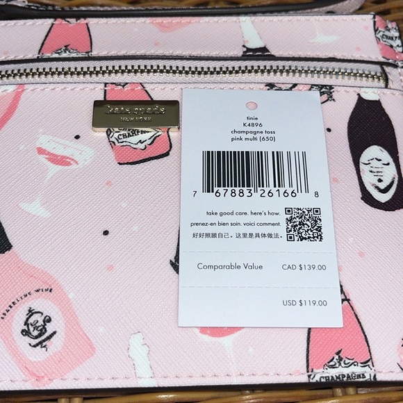 ♠️kate spade Shore Street Tinie Champagne Wristlet Pink Multi NWT - Picture 8 of 9